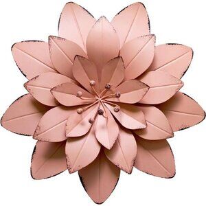 5 Dusty Light Pink Floral Metal Wall Art Decor(11.5x2 inch，1pc)